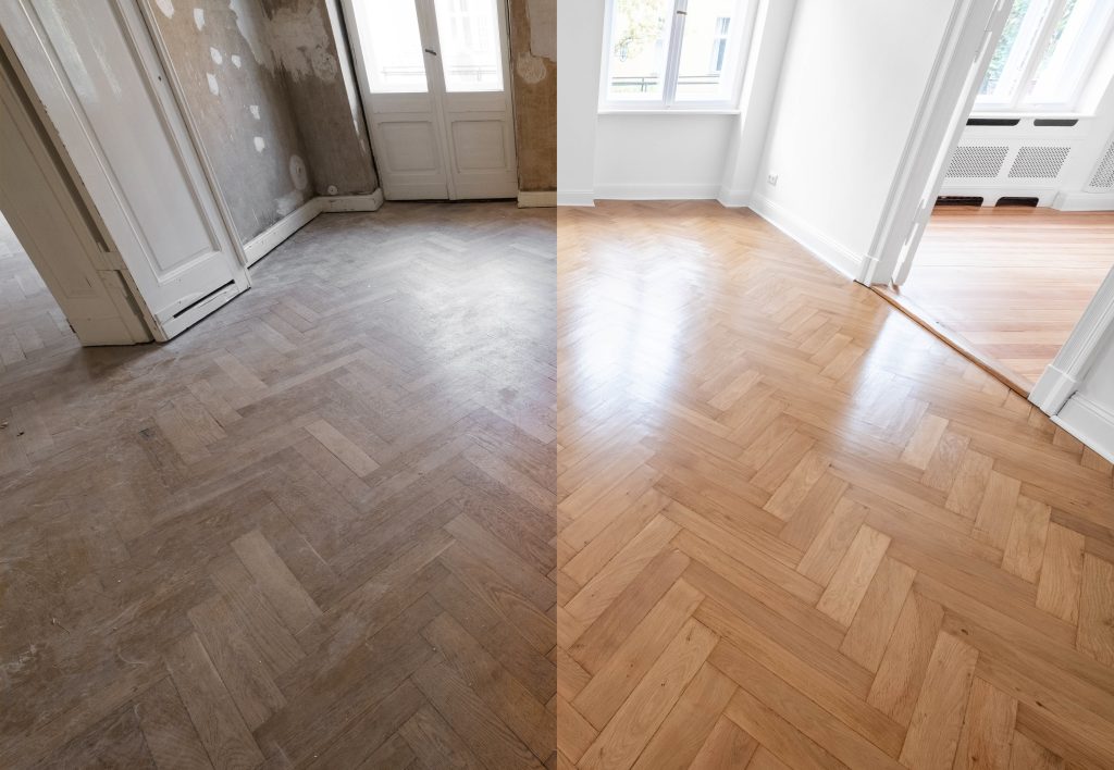 Wooden,Floor,,Parquet,Flooring,Before,And,After,Renovation